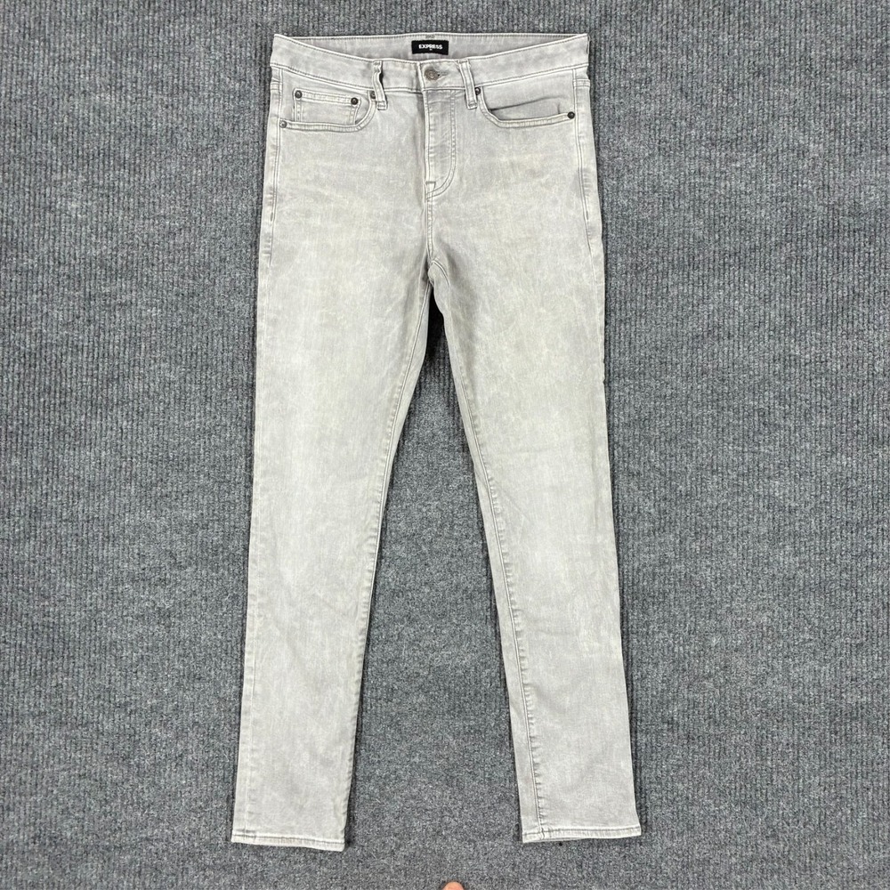 Express Hyper Stretch Skinny Jeans Mens Size 31x32 Gray Wash Denim Mid Rise